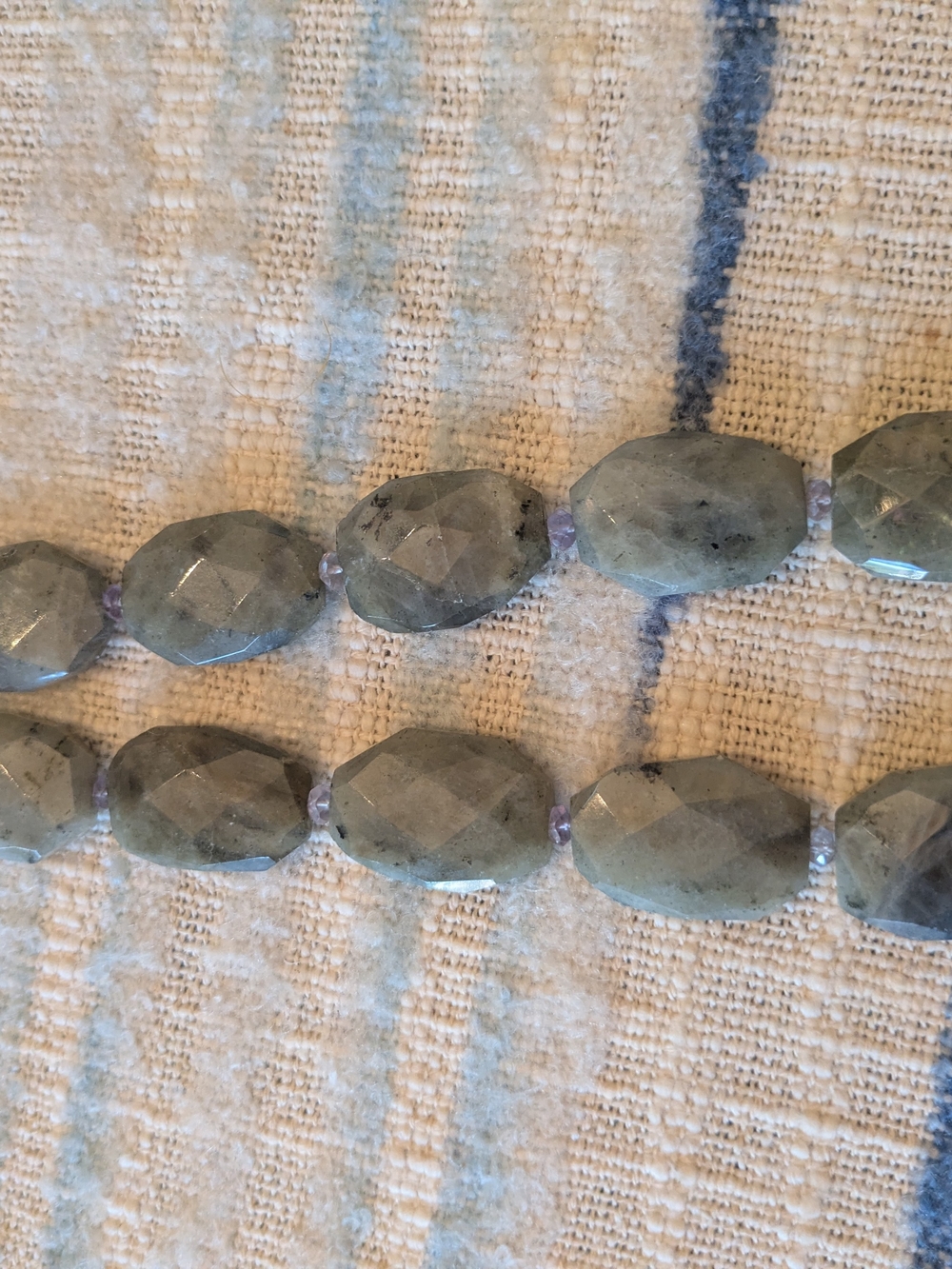 Faceted Labradorite Beaded Necklace with Amethyst Spacers